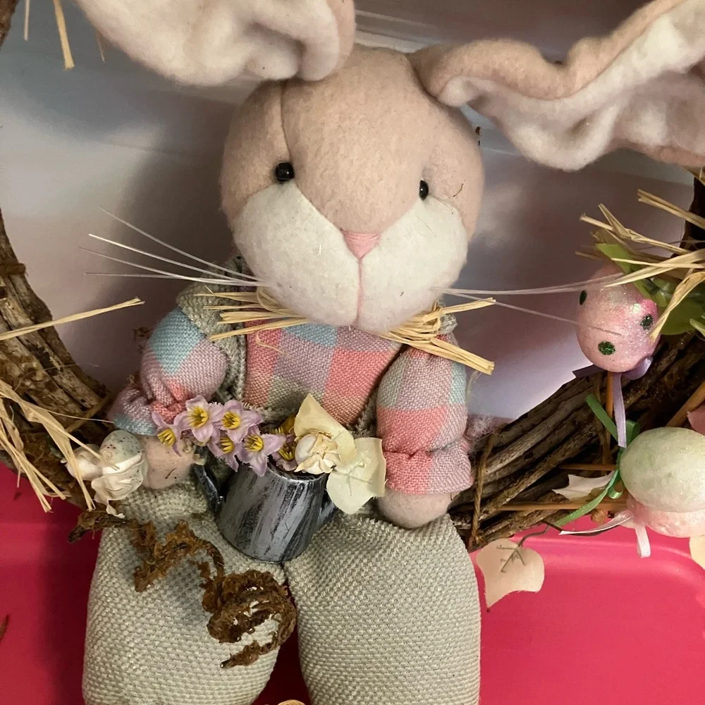 Easter Bunny Wreath with Pastel Accents
